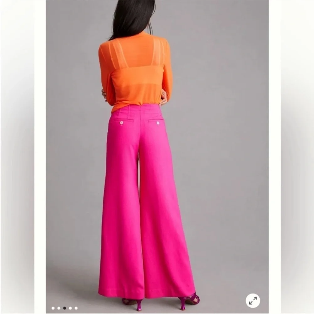 Anthropologie Pink Wide-Leg Pants